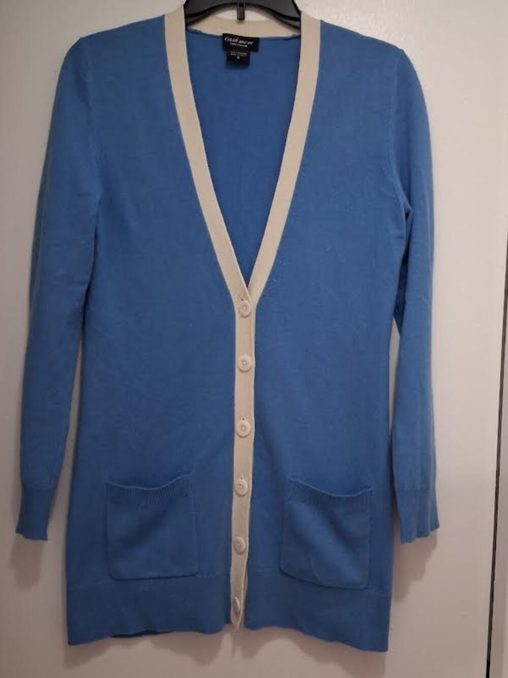 Lord & Taylor 100% Cashmere Button Cardigan Sweater Blue Size S